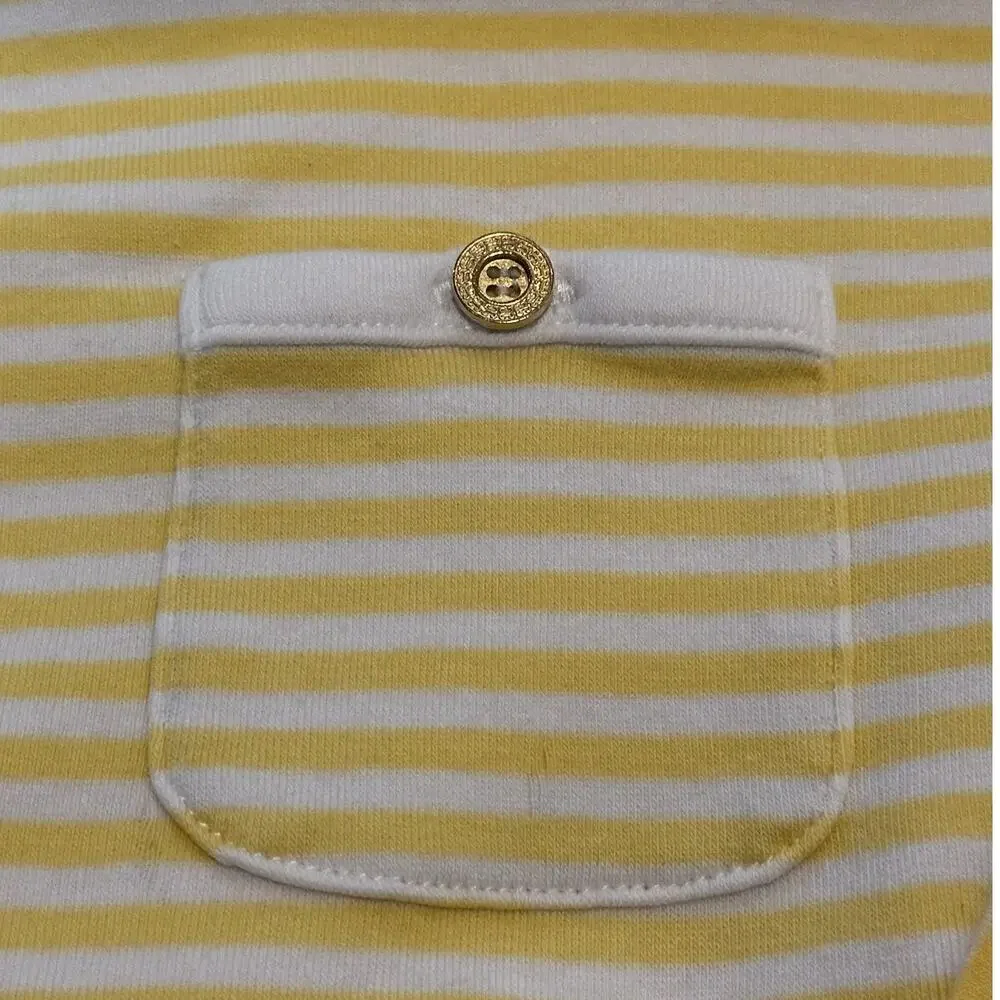 Chico's Women Sz Large Costal Button Front Boat Neck Detail Stripped Cotton Top - Picture 8 of 9
